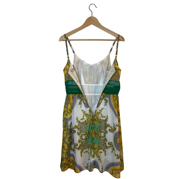 VINTAGE | Y2K ALEXIA ADMOR Gauze Chiffon Waist Detail Baroque Silk Mini Dress - Picture 3 of 16